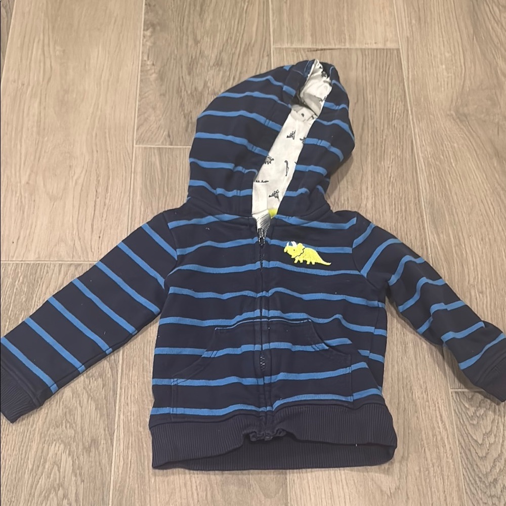 Carters Navy Blue Striped Kids Hoodie Size 12 Months